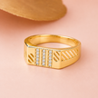 Triple Line CZ Men's Ring – 925 Sterling Silver Gold Ring for Men