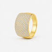 Pave CZ Diamond Statement Ring for Men 925 Sterling Silver Gold Finish