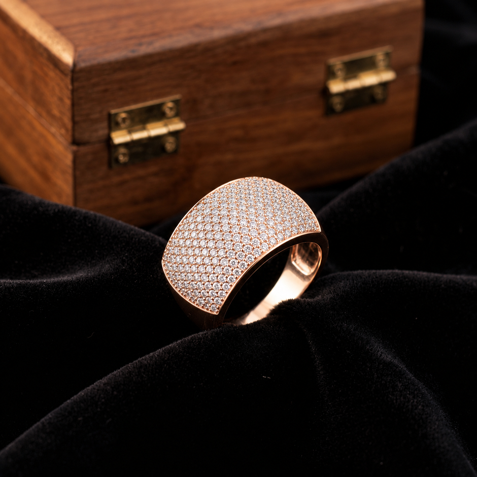 Bold CZ Diamond 925 Sterling Silver Rose Gold for Men