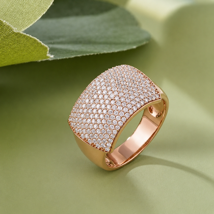 Bold CZ Diamond 925 Sterling Silver Rose Gold for Men