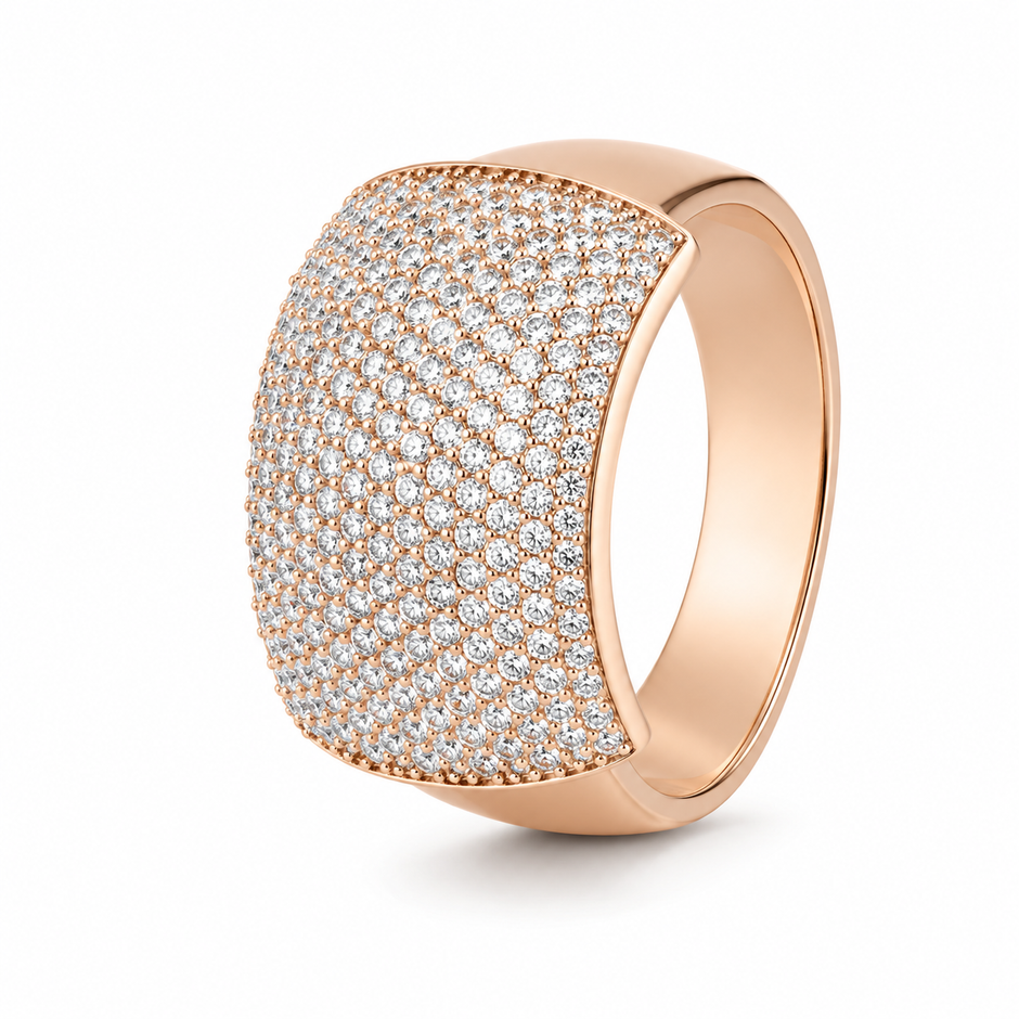 Bold CZ Diamond 925 Sterling Silver Rose Gold for Men