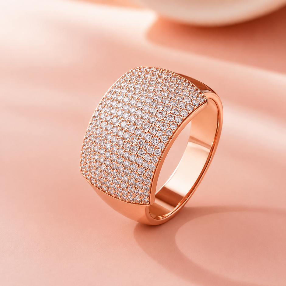 Bold CZ Diamond 925 Sterling Silver Rose Gold for Men