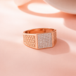 Elegant Diamond Cluster 925 Sterling Silver Rose Gold Ring for Men