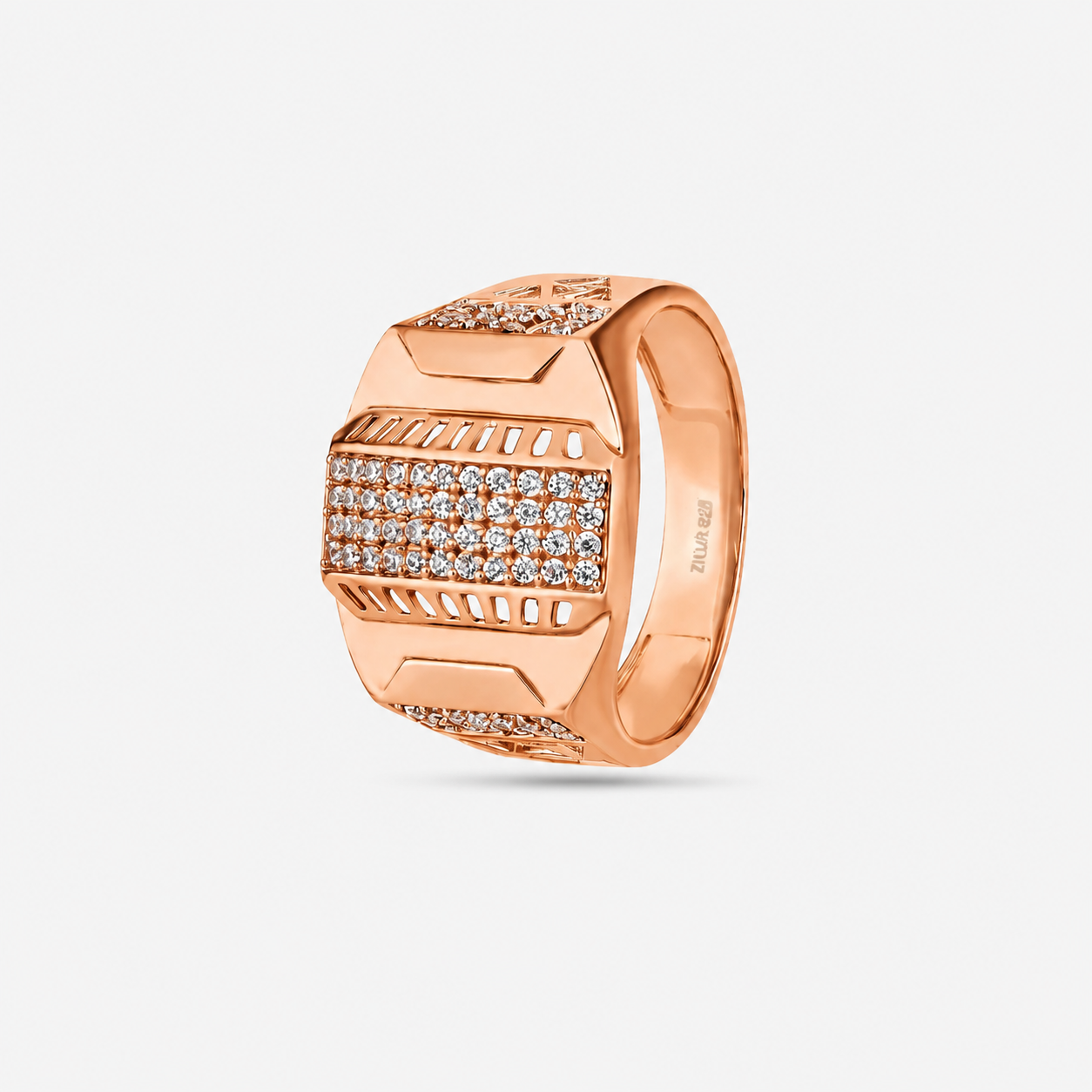 Cluster CZ Diamond 925 Sterling Silver Rose Gold Ring for Men