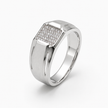 925 sterling silver men’s rectangular CZ cluster statement ring