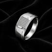 925 sterling silver men’s rectangular CZ cluster statement ring
