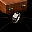 Dual Black enamel Strip cz Diamond 925 Sterling Silver Ring for men