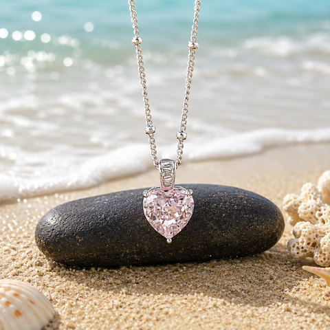 Heart Shape Radiance Diamond 925 Sterling Silver Pendant Chain for Women