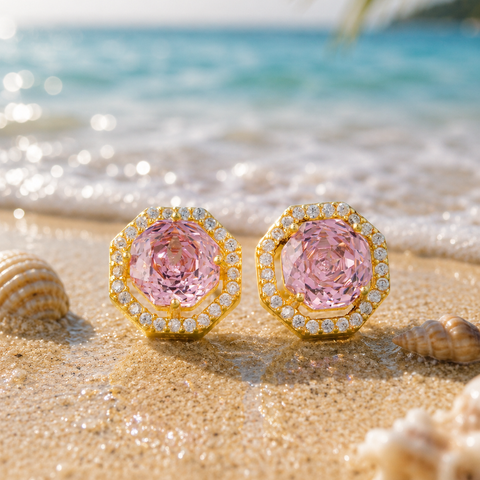 Blush Pink Round Design Earrings