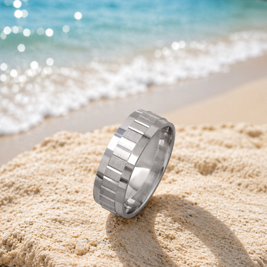 Modern Classic Pattern 925 Sterling Silver Couple Band for Men
