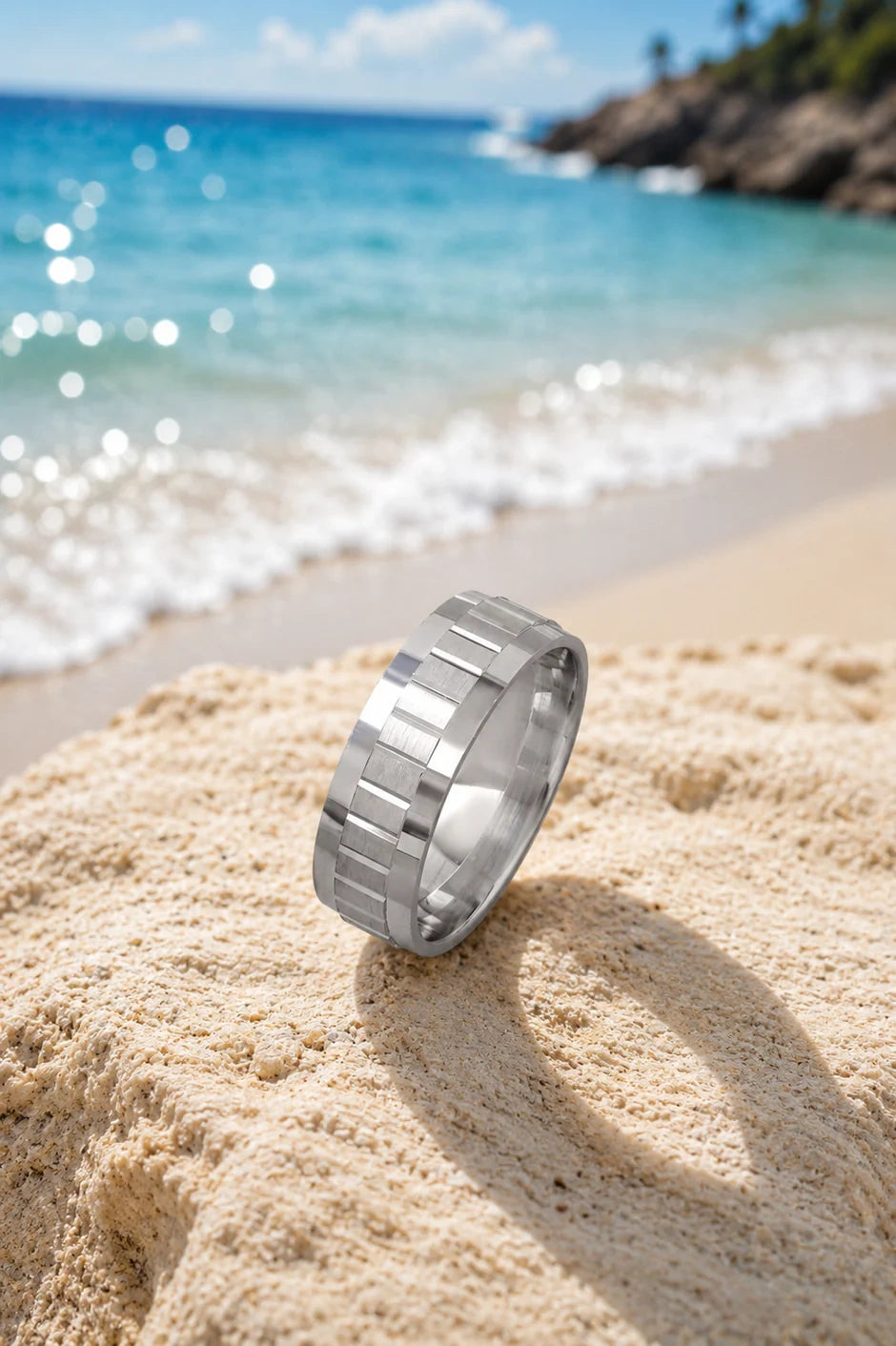 Luxury 925 Sterling Silver Men’s Ring with Modern Textured Design 