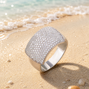 Luxury Diamond Dome Ring for Men in Sterling 925 Silver