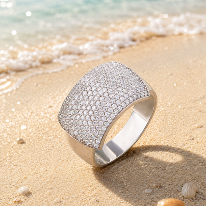 Luxury Diamond Dome Ring for Men in Sterling 925 Silver