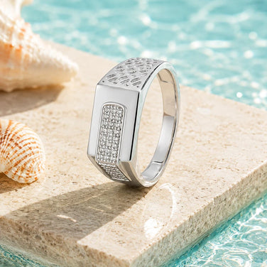 925 Sterling Silver Men's Ring with CZ Stones