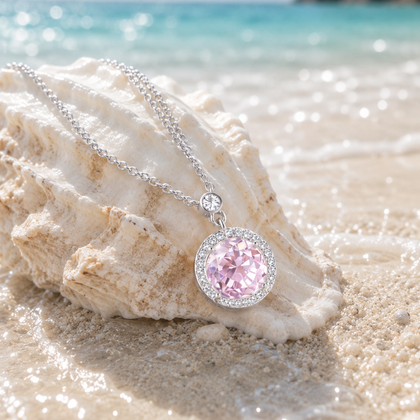 Blush Aura Diamond 925 Sterling Silver Pendant Chain for Women