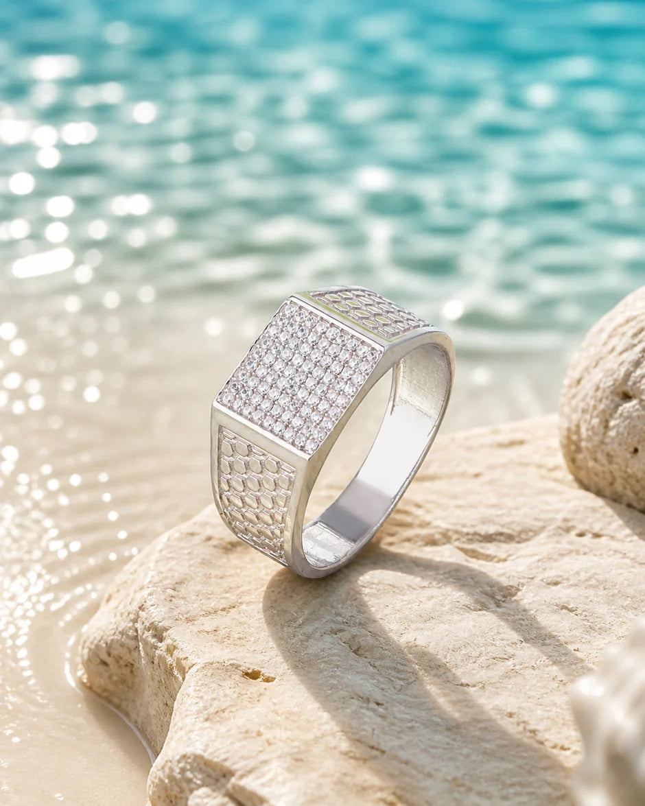 Bold Luxe Diamond CZ 925 Sterling Silver Ring for Men 