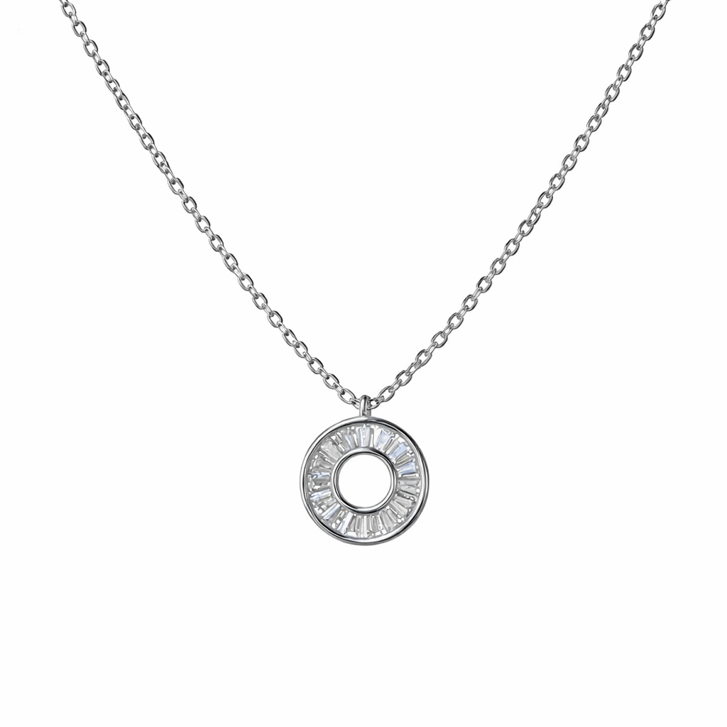circle halo diamond 925 sterling silver pendant chain