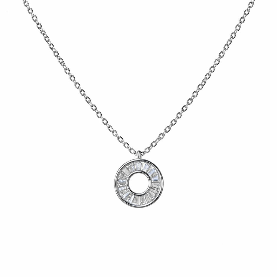 circle halo diamond 925 sterling silver pendant chain