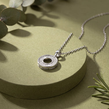 Circle Halo Radiance Diamond 925 Sterling Silver Pendant Chain for Women