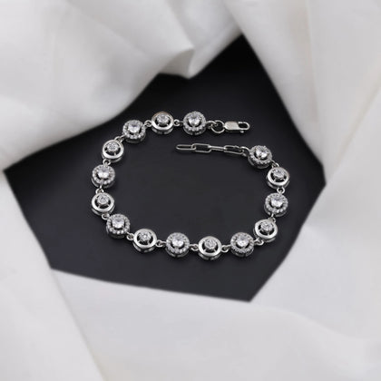 Halo Diamond Adjustable Silver Bracelet for Women