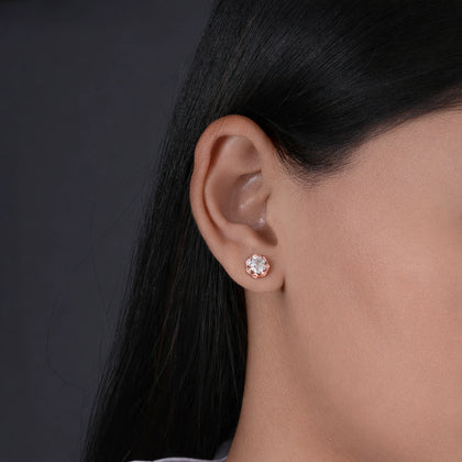 Classic Diamond CZ Rose Gold Stud Earrings