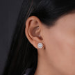 Classic Round Halo CZ Stud Earrings