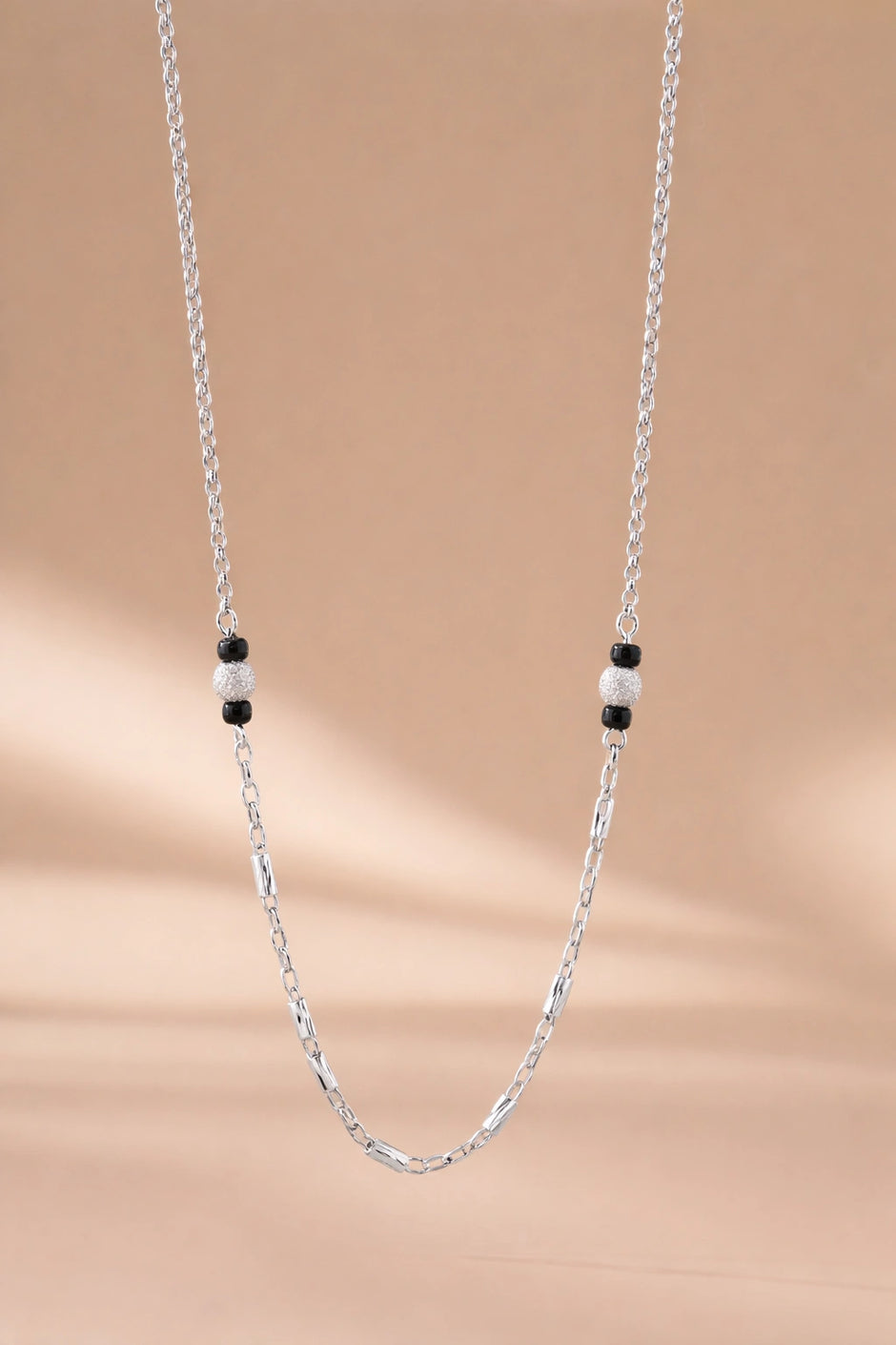 Classic Silver Beaded 925 Sterling Silver Mangalsutra for Women