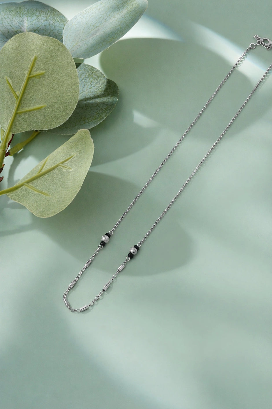 Classic Silver Beaded 925 Sterling Silver Mangalsutra for Women