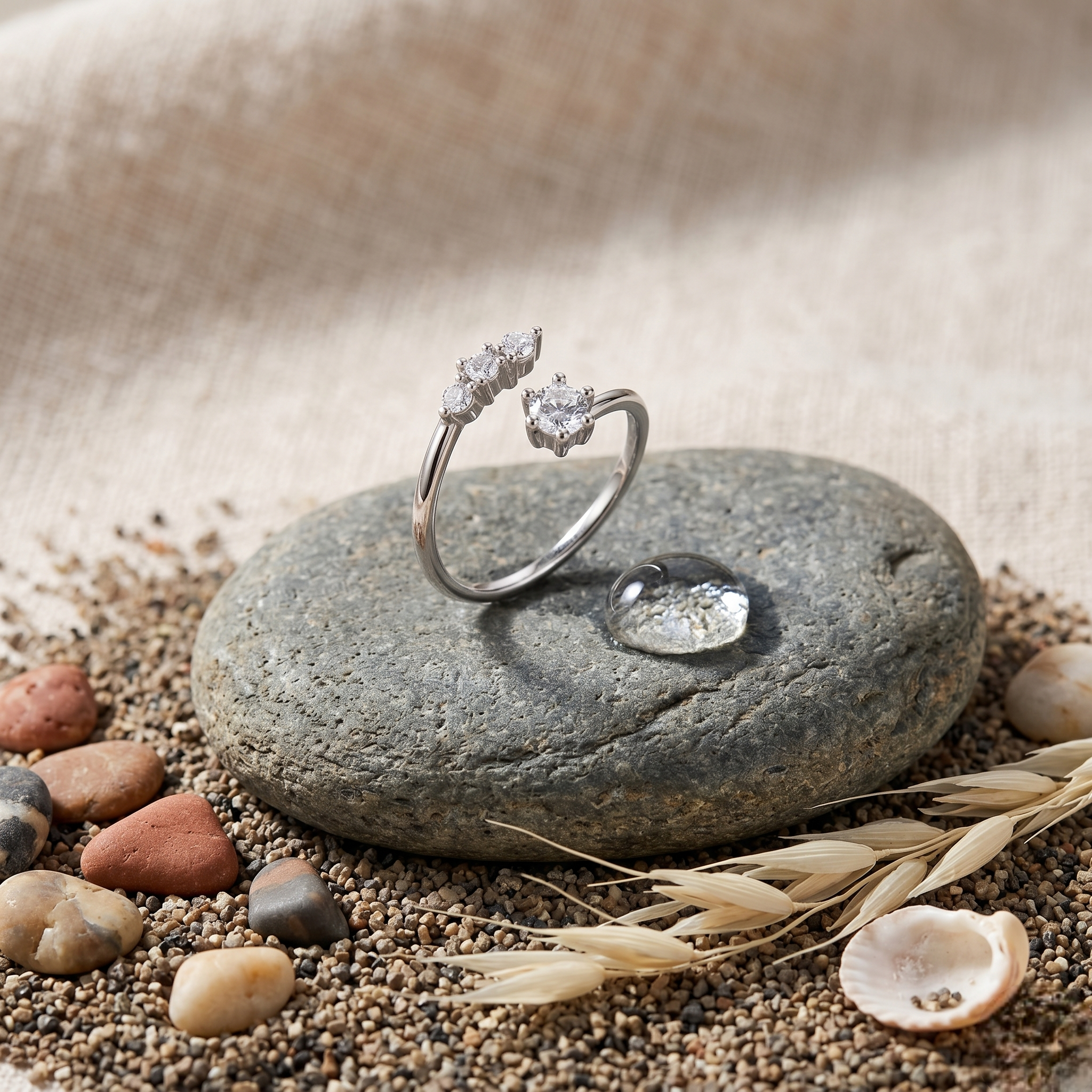 Classic Solitaire & Three Stone Open Ring – 925 Sterling Silver Ring for Women