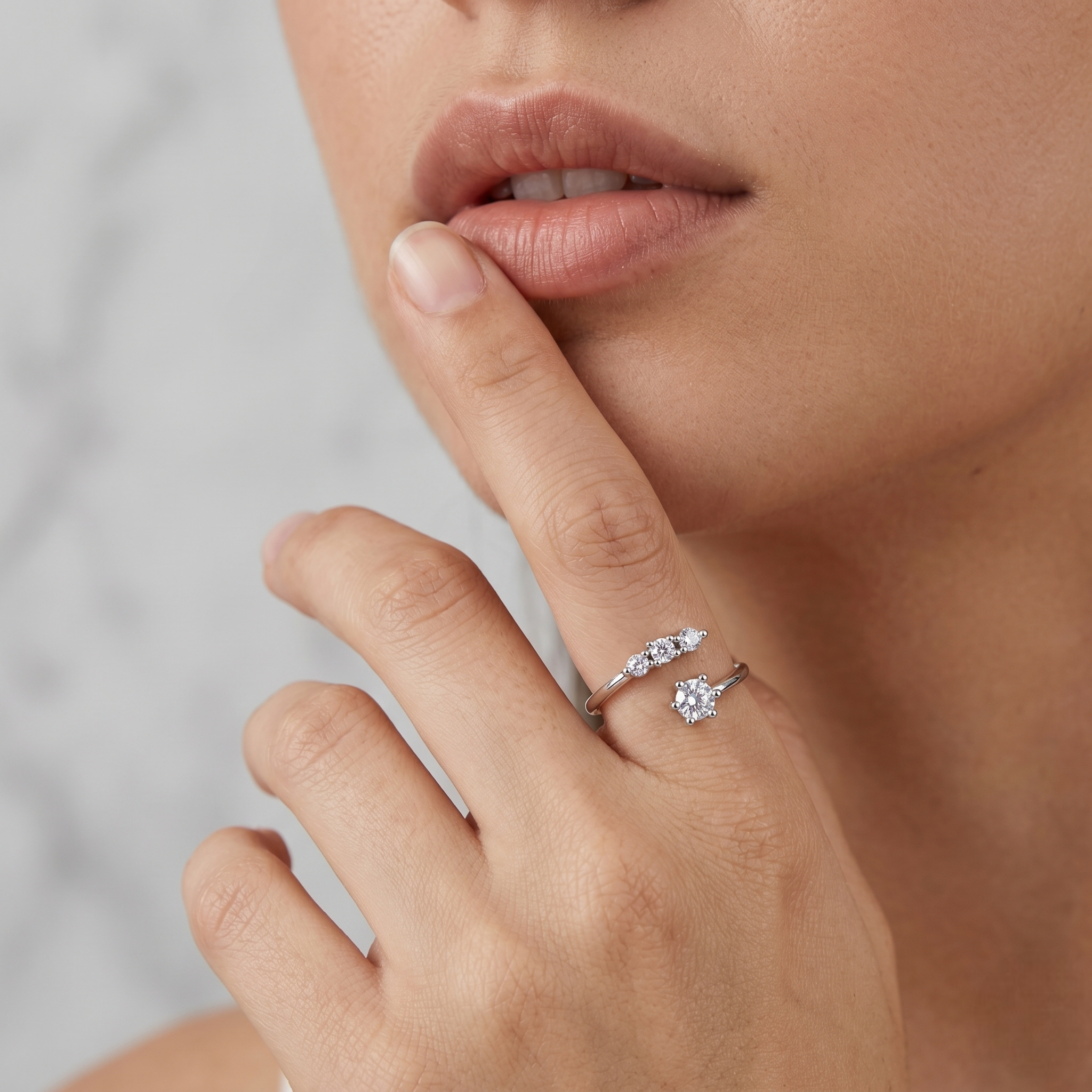 Classic Solitaire & Three Stone Open Ring – 925 Sterling Silver Ring for Women