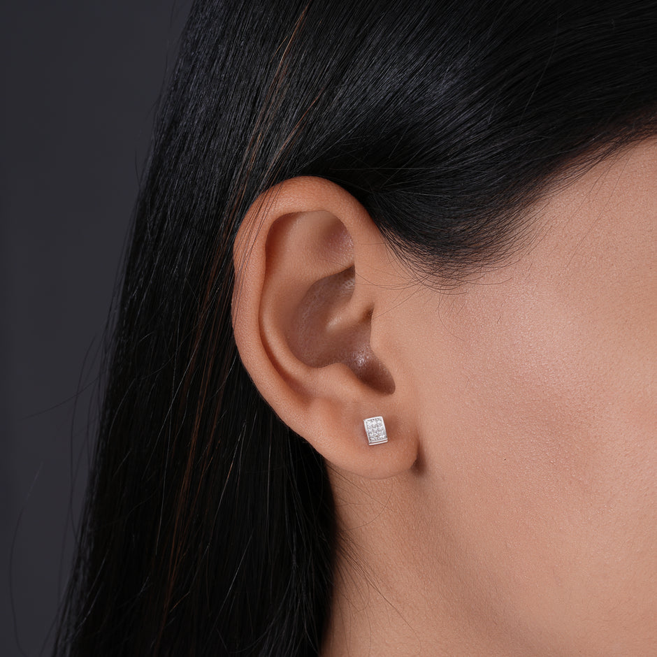 Square 925 silver stud earrings