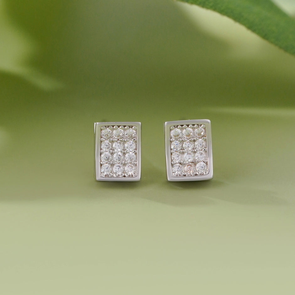 Square 925 silver stud earrings