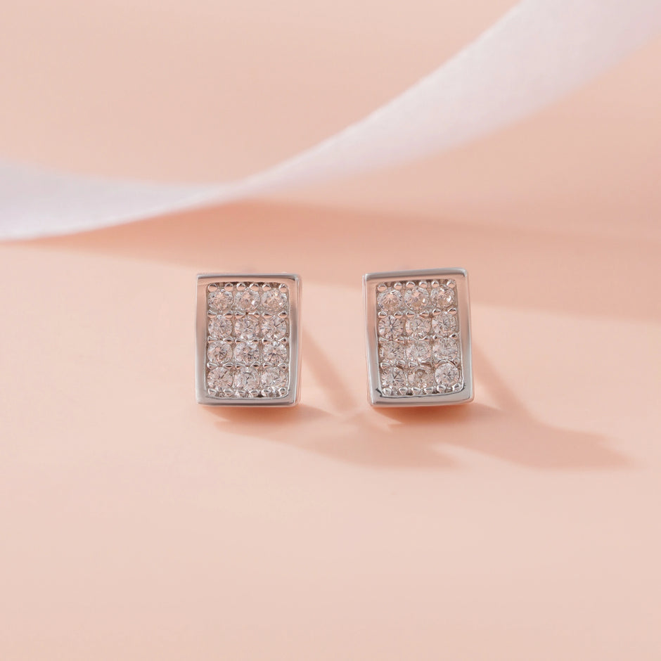 Square 925 silver stud earrings