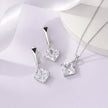 Classic Square CZ Drop 925 Sterling Silver Pendant Set for Women