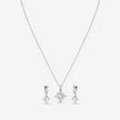 Classic Square CZ Drop 925 Sterling Silver Pendant Set for Women