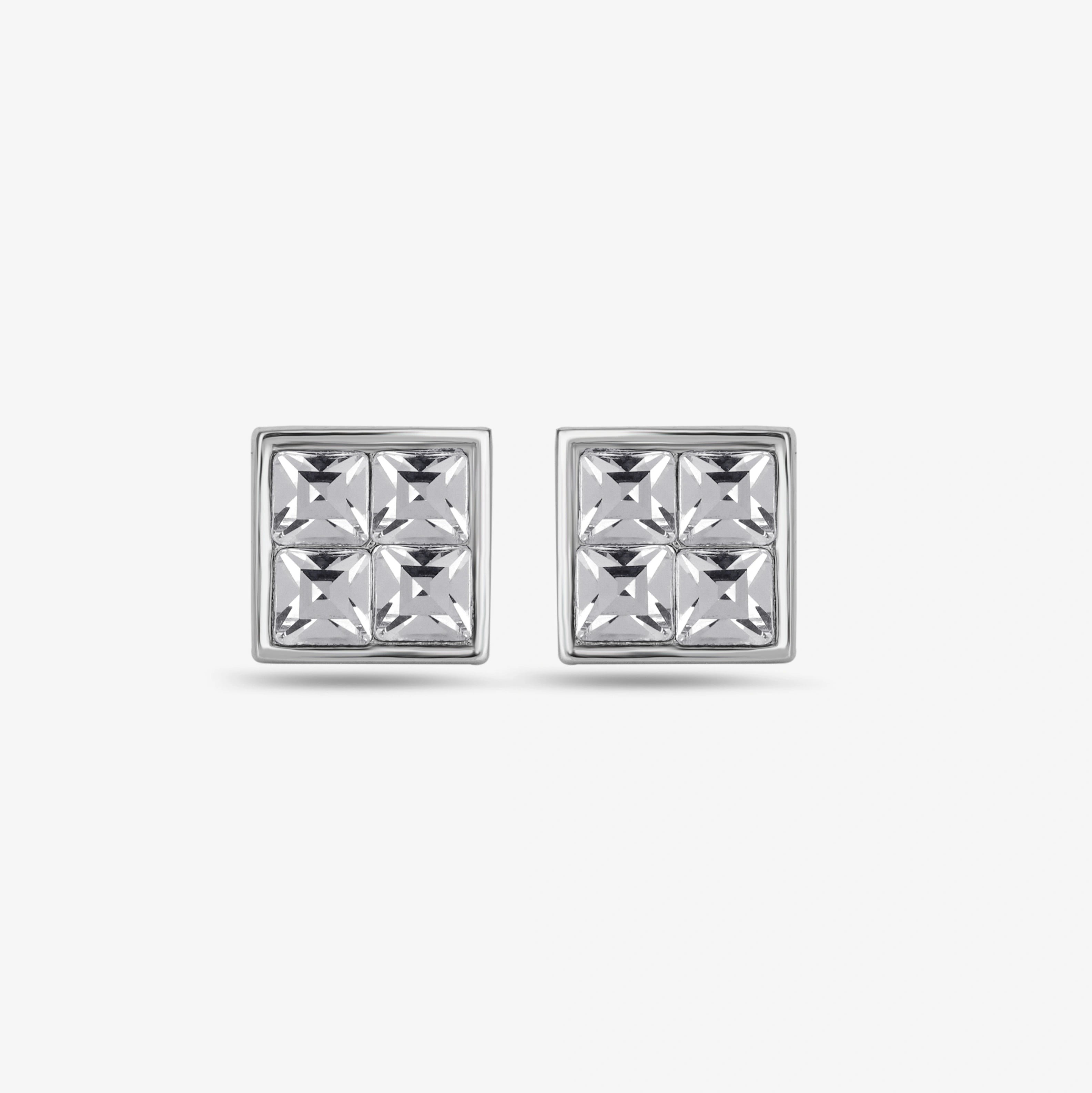 Classic Square Diamond Stud Earrings