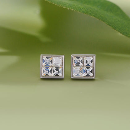Classic Square Diamond Stud Earrings