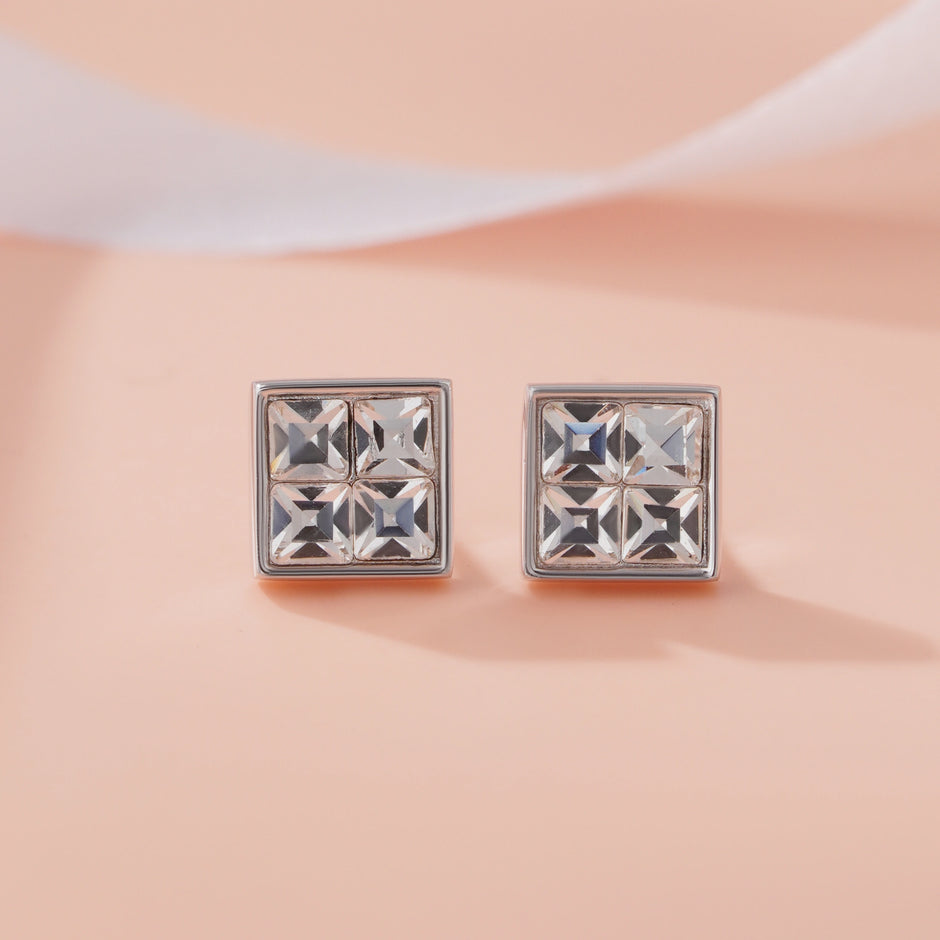 Classic Square Diamond Stud Earrings