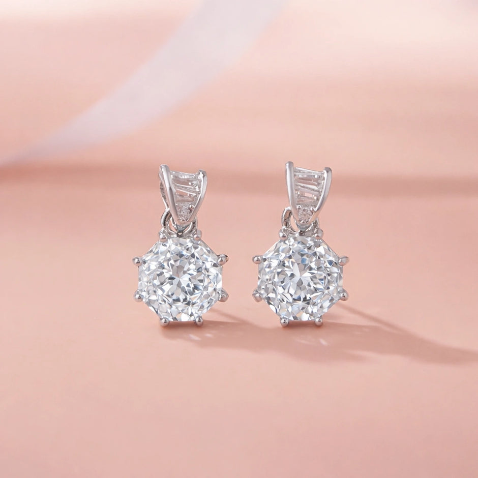 Classic White Diamond Drop Earrings