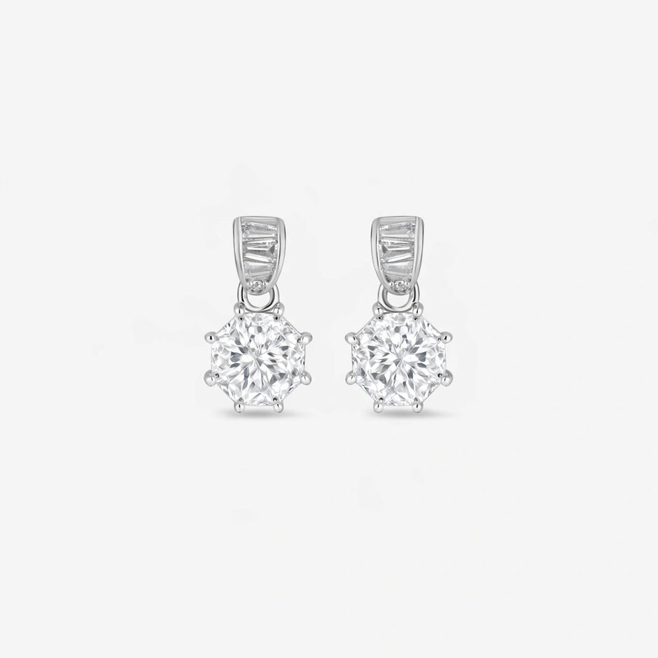 Classic White Diamond Drop Earrings