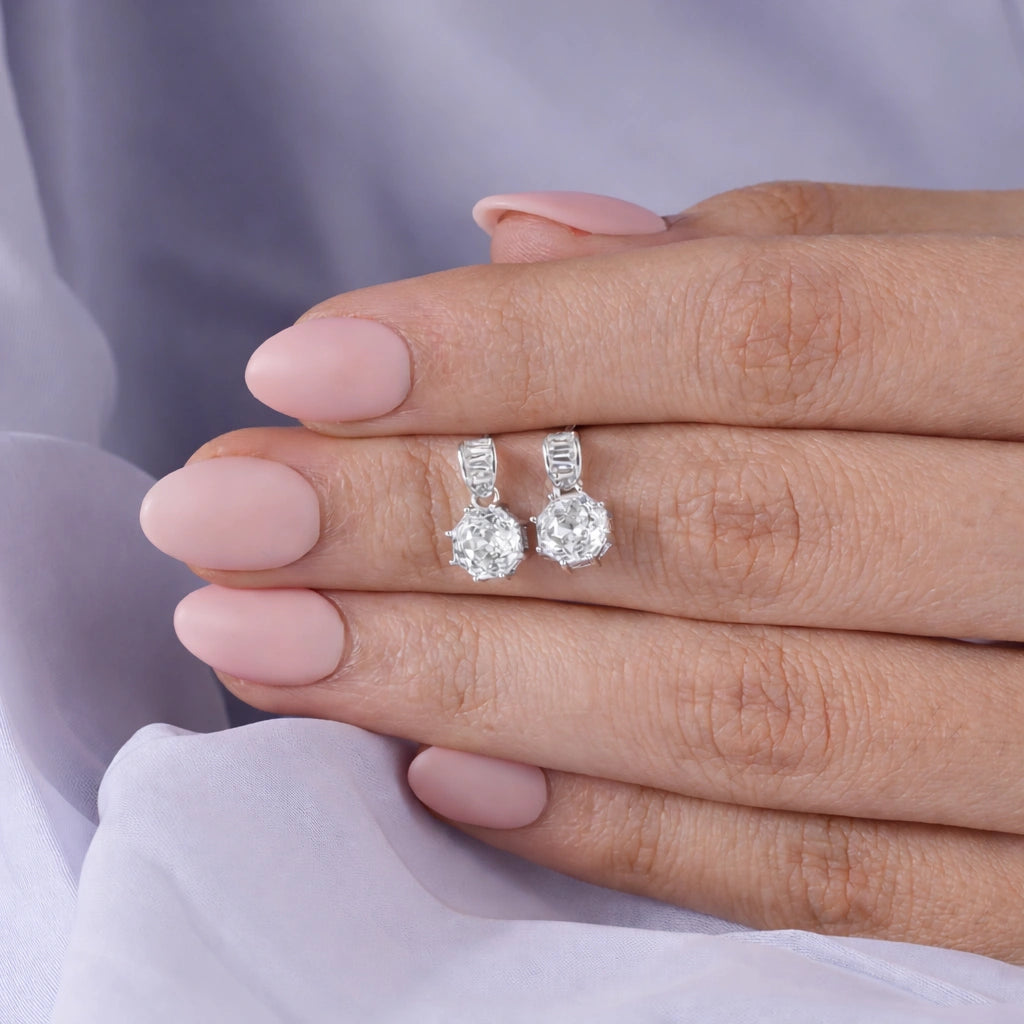 Classic White Diamond Drop Earrings