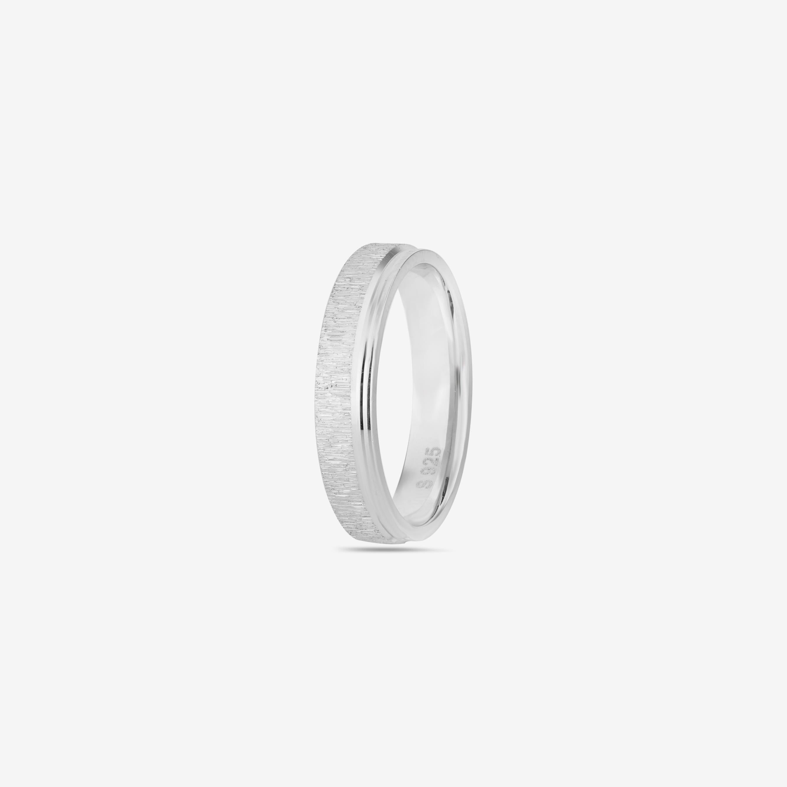 Classic Minimal Diamond Cut 925 Sterling Silver Couple Band for Women