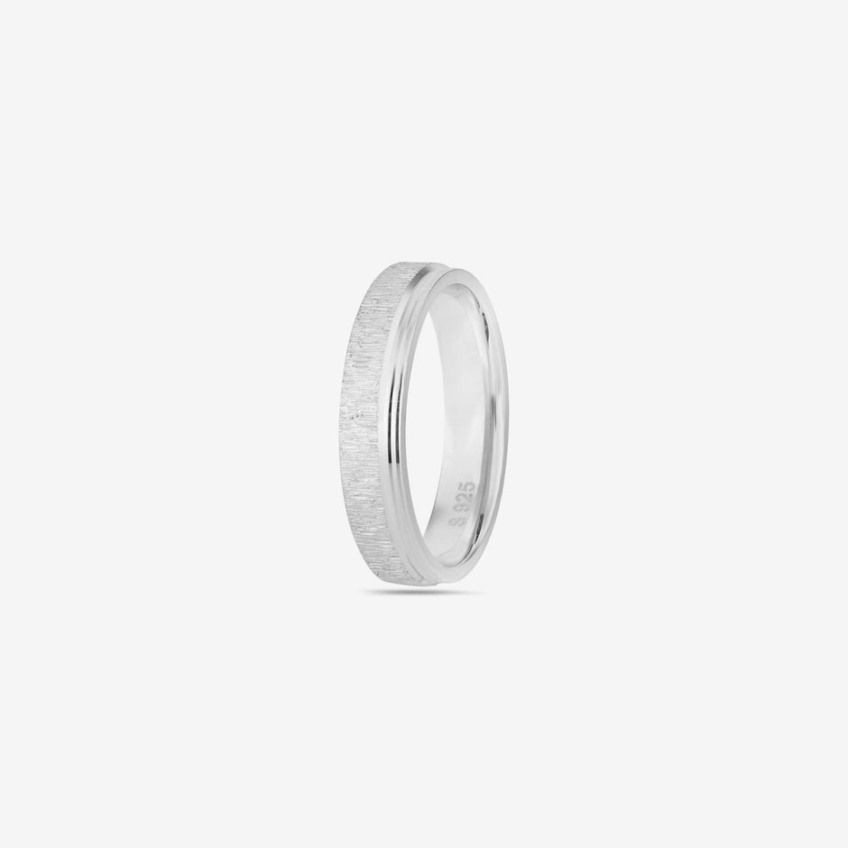 Classic Minimal Diamond Cut 925 Sterling Silver Couple Band for Women