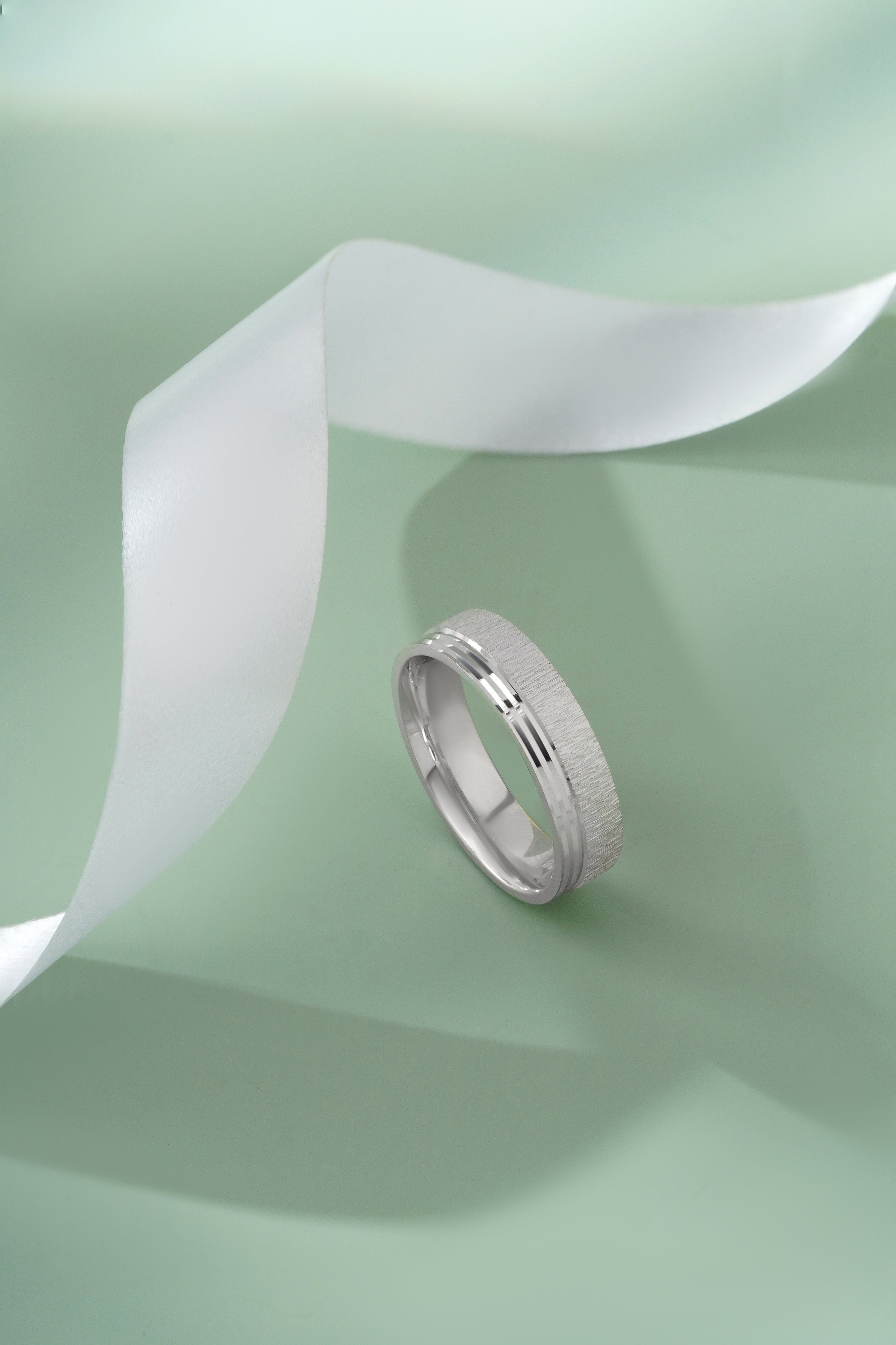 Classic Minimal Diamond Cut 925 Sterling Silver Couple Band for Women