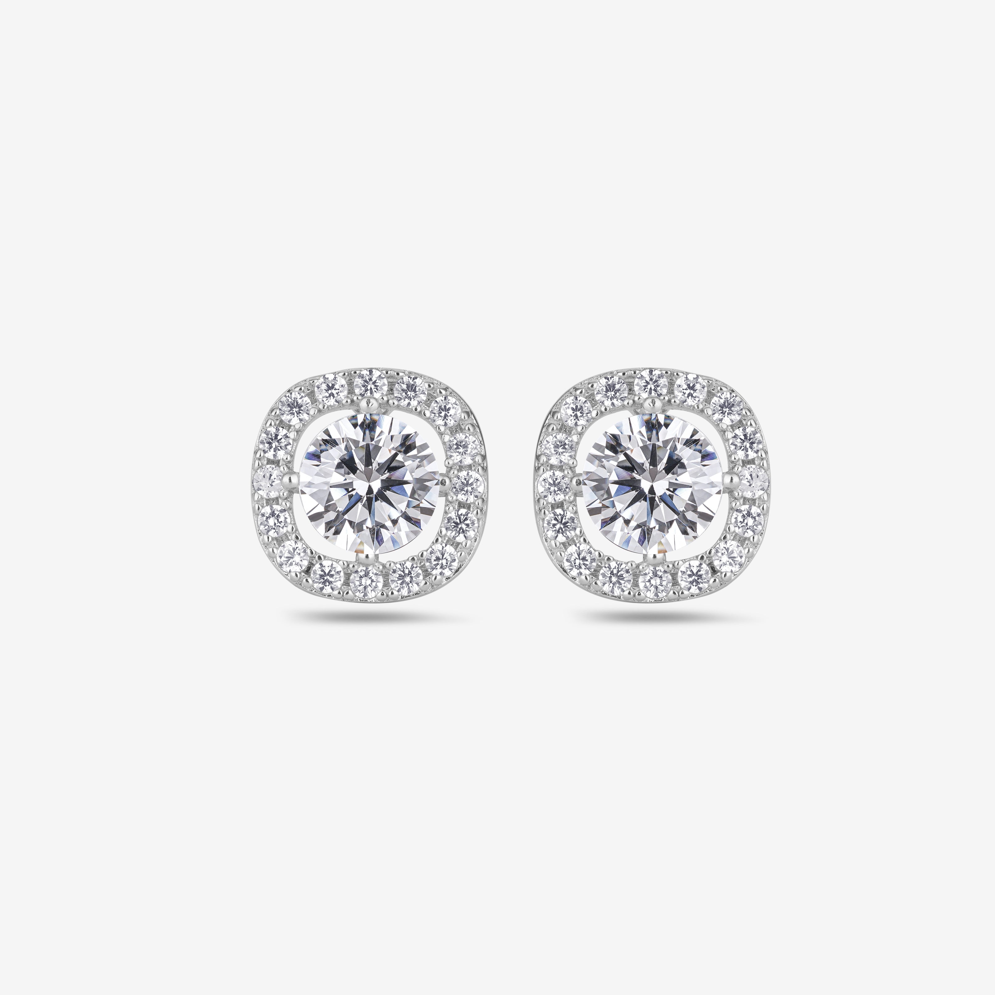 Classic Round Halo CZ Stud Earrings