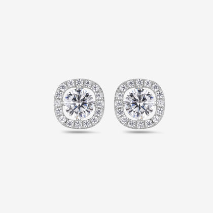 Classic Round Halo CZ Stud Earrings