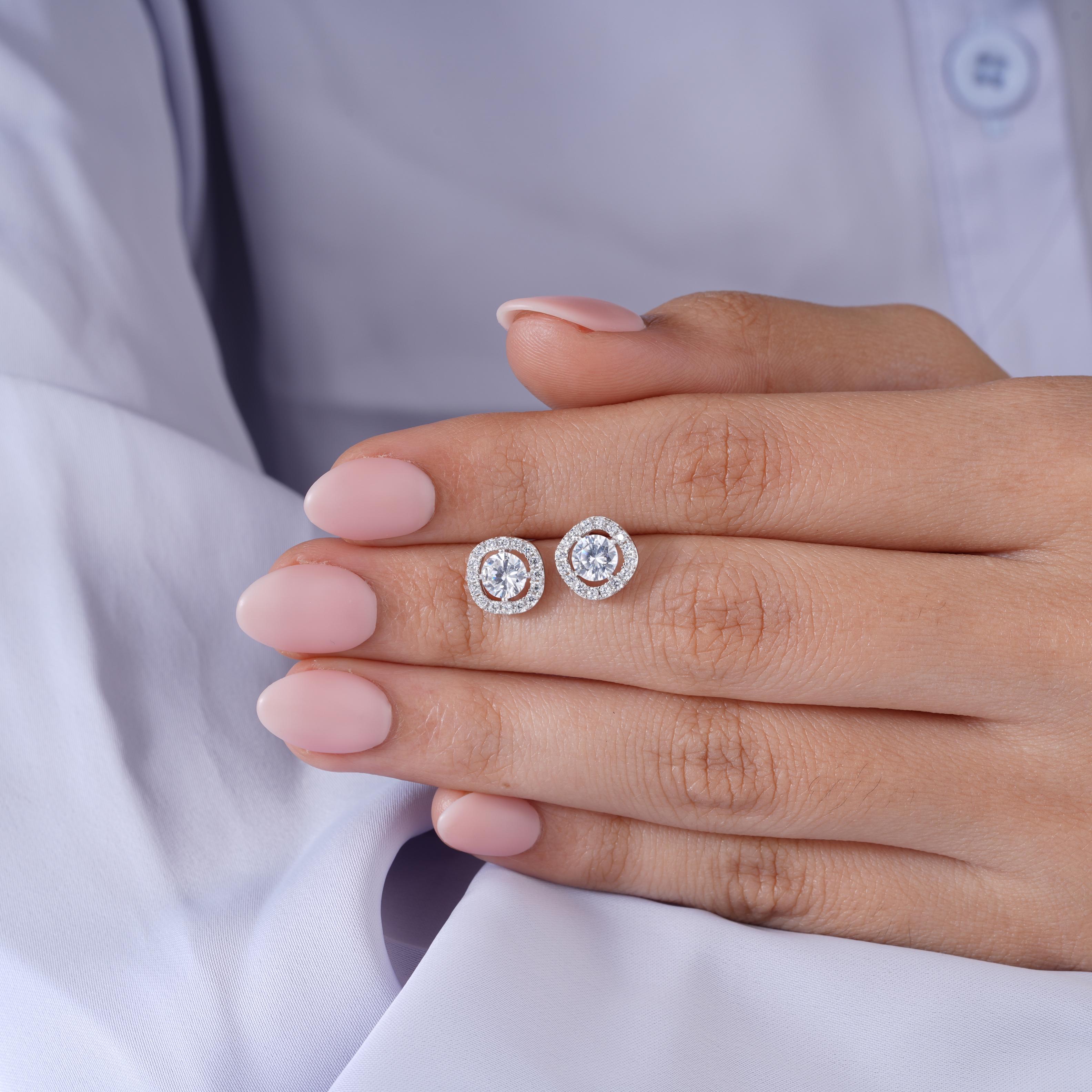 Classic Round Halo CZ Stud Earrings