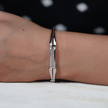 Minimal Diamond Bar Silver Bracelet for Women