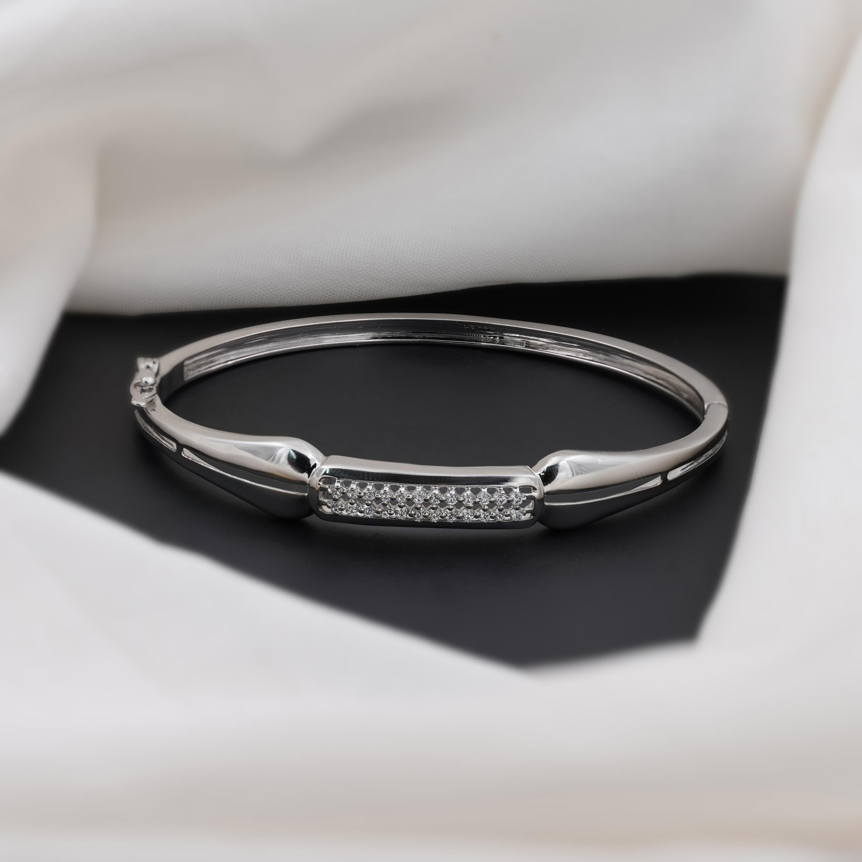 Minimal Diamond Bar Silver Bracelet for Women