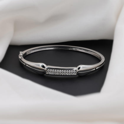 Minimal Diamond Bar Silver Bracelet for Women